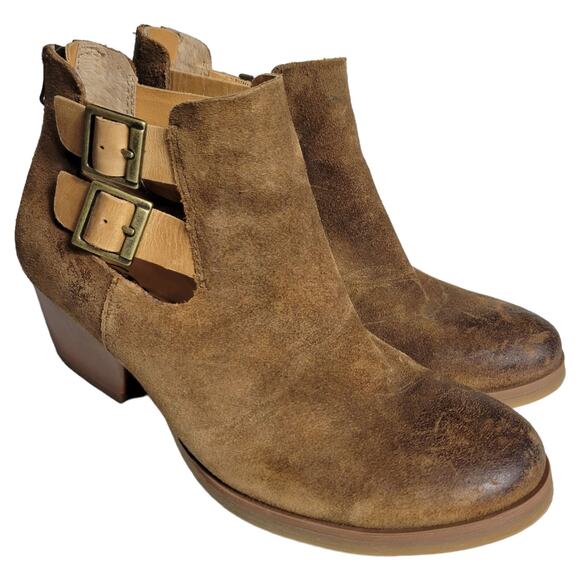Korks Ease Gabriela Ankle Boots Brown Tan Leather Booties Distressed Boho Size 7 - Picture 13 of 13